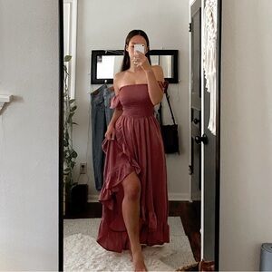 Altar’d State Mauve Off the Shoulder Maxi Dress